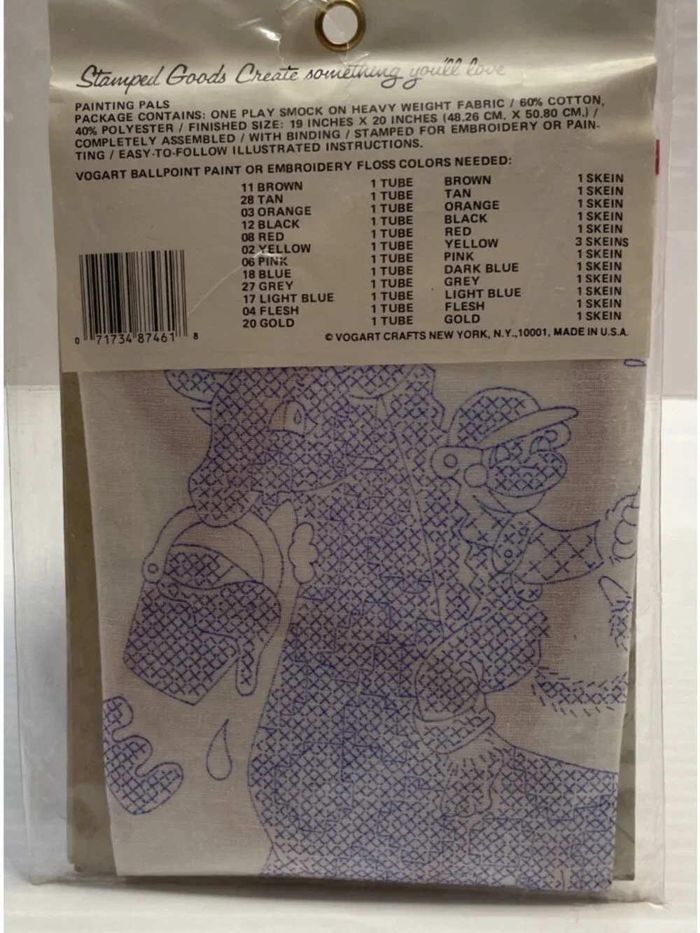 Vogart Crafts A Play Smock Stamped Cross Stitch Kit Embroidery Kit - NEW